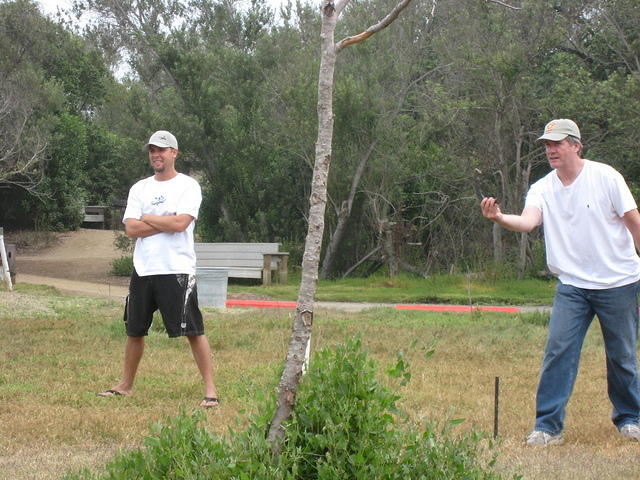 Jason and Bill playing horseshoes