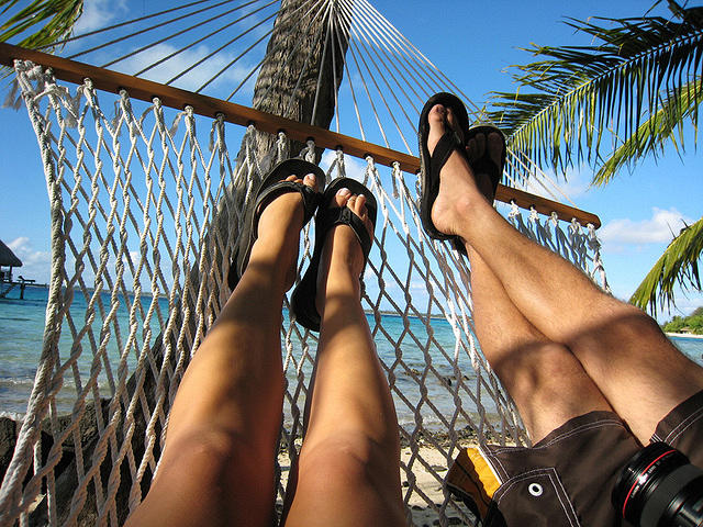 us relaxing in the hammock