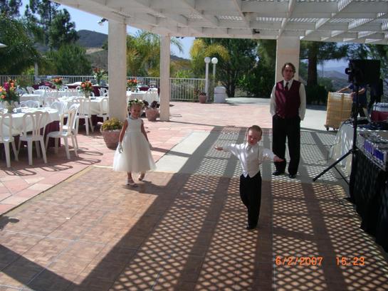 the kids playing before the wedding