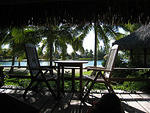 the outside patio of our beach side bungalow